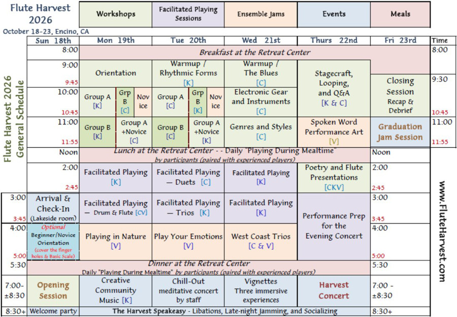 Flute Harvest Schedule Flute Harvest Schedule